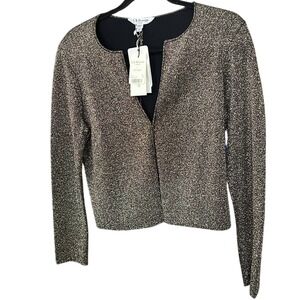 L.K Bennett‎ Black & gold cardigan Medium formal viscose Event Holiday Party New